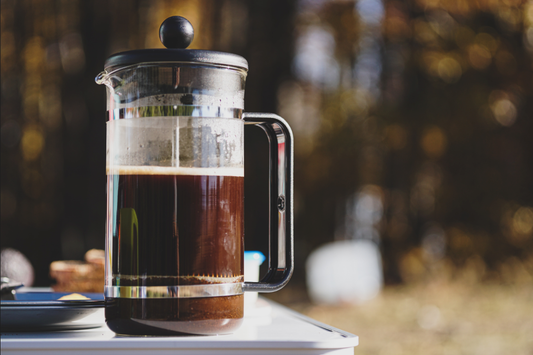 a full cafetiere of freshly brewed coffee